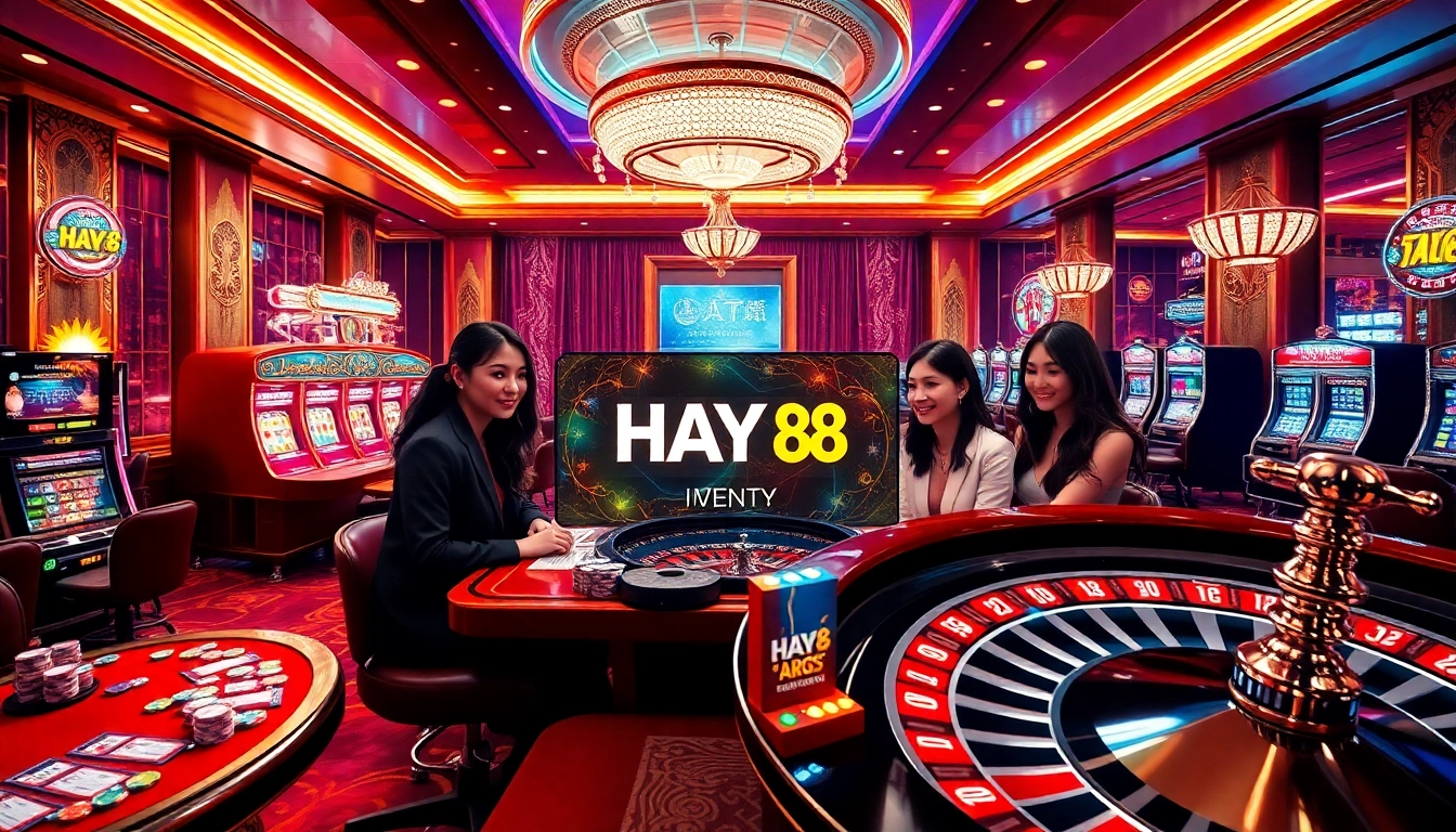 Experience thrilling gameplay at HAY 88 with exciting casino tables and vibrant slot machines.