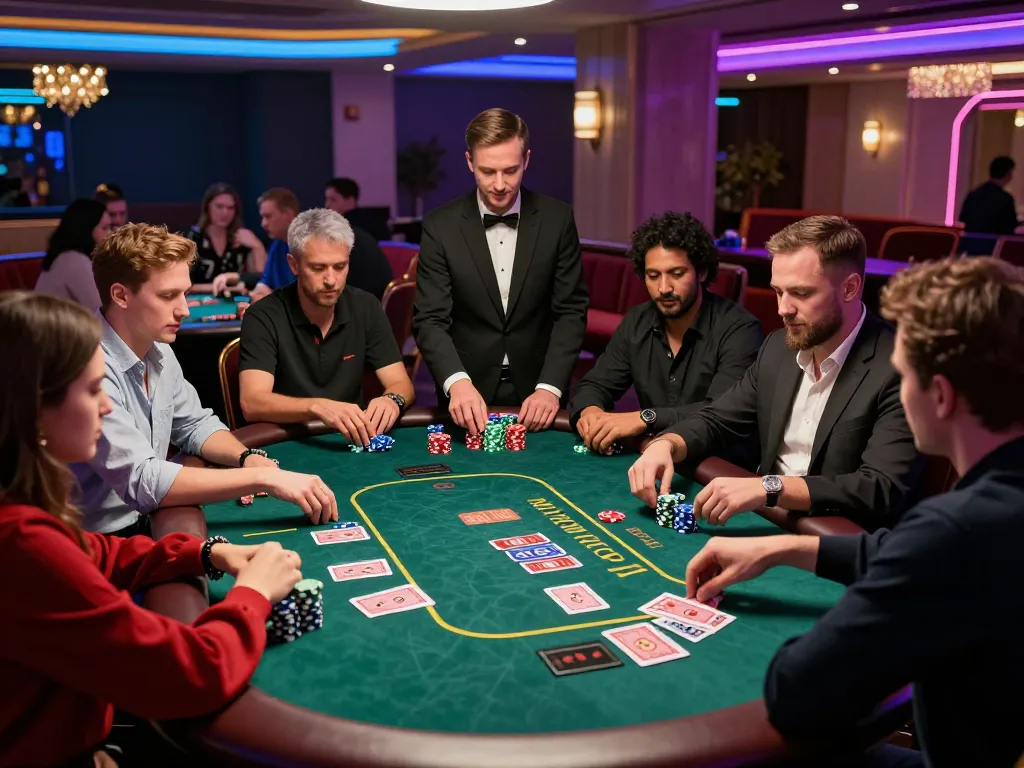 Players enjoying an exciting card game at a casino table showcasing online gambling opportunities at https://nohu78.de.com.