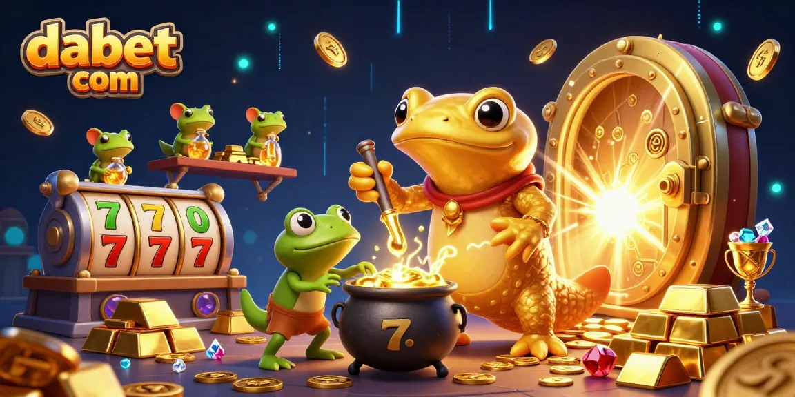 Bet on thrilling adventures at dabet com with a vibrant 3D scene of casino delights and golden rewards.