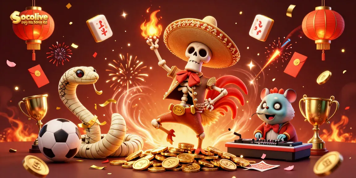 Socolive trực tiếp bóng đá showcases a thrilling scene of a mariachi skeleton celebrating amidst dynamic betting elements.